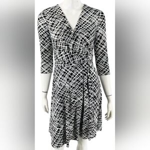White House Black Market Black & White Midi Dress